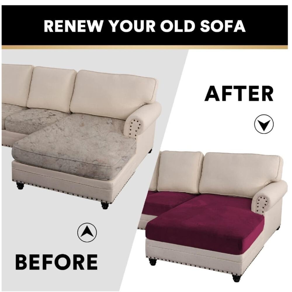 ADPON Velvet Sectional Couch Covers Sofa Chaise/Seat Cushion Slipcover L Shape S - Picture 5 of 6